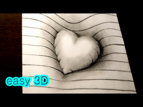 Как нарисовать простой 3D рисунок  СЕРДЦЕ карандашом / Easy 3D Drawing Heart