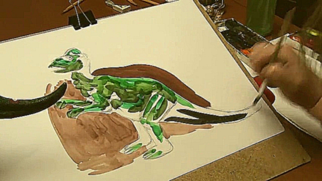 Как нарисовать динозавров акварелью. Урок №2.1