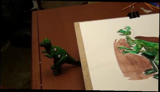 Видеоклип Как нарисовать динозавров акварелью. Урок №2