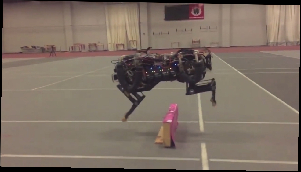 Видеоклип Робот-гепард скачет через барьеры